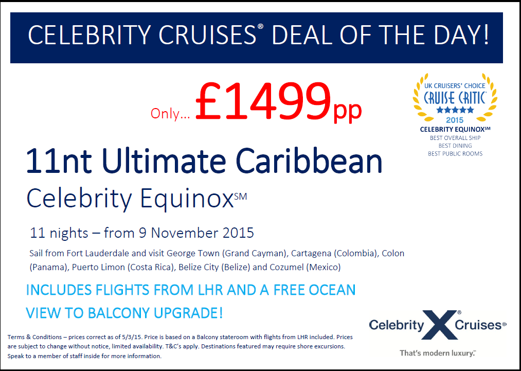 Celebrity Cruises deal of the day 