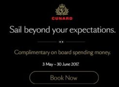 Cunard On board spend offer