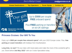 Princess Cruises. Our Gift to You.